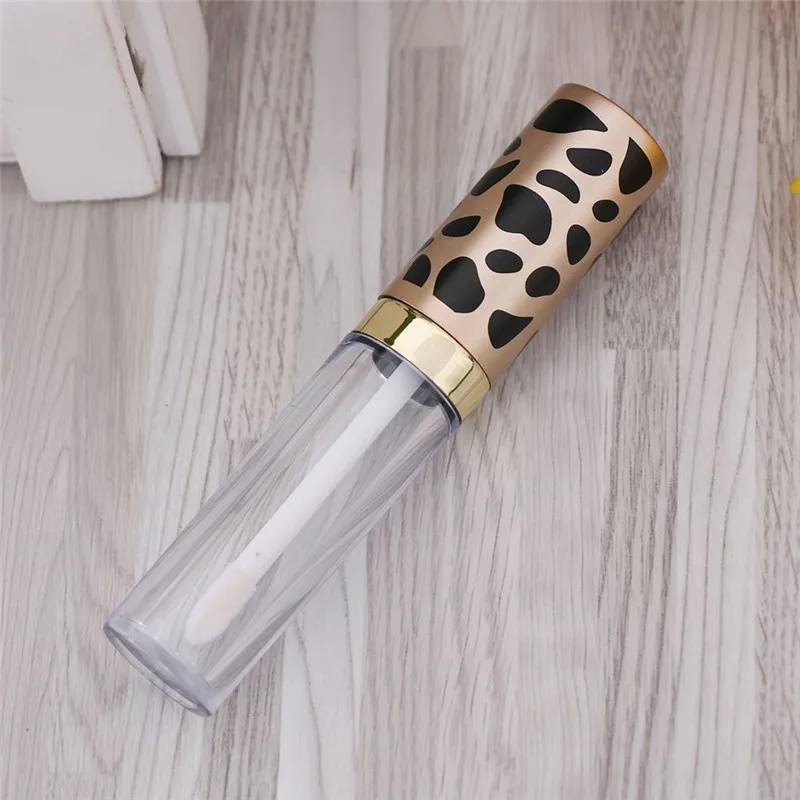 5ml High Quality Empty Leopard Clear Lip Gloss Tube DIY Cosmetic Lip Balm Bottle Container ABS Lid& PS Bottle Free Shipping