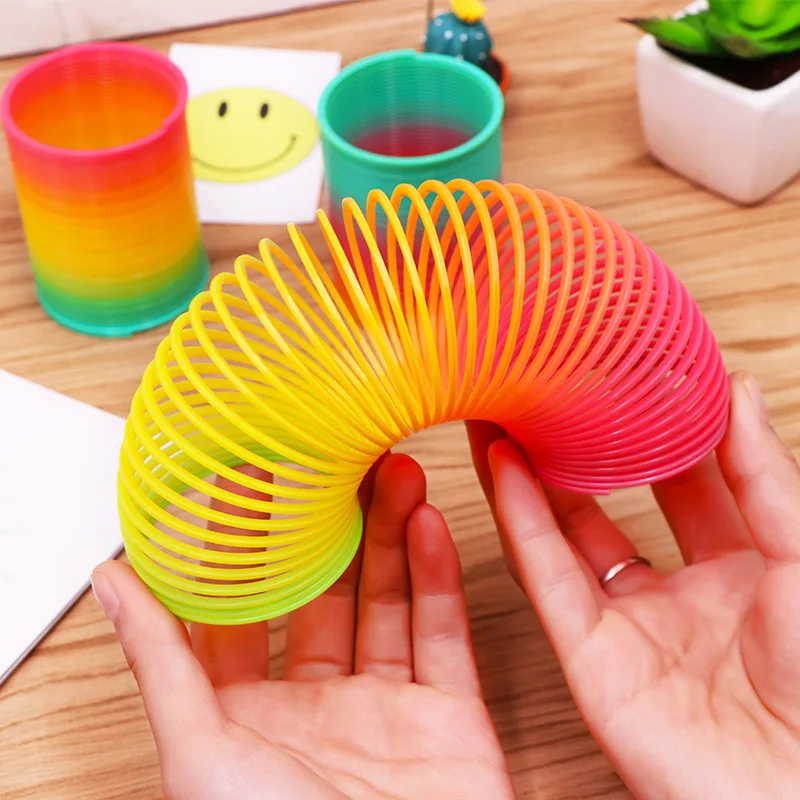 Радужные весенние игрушки для детей, цветные радужные круглые складные пластиковые Пружинные катушки, креативные волшебные развивающие игрушки