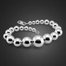Простой стиль девушки чистый 925 серебряный браслет с круглыми бусинами дизайн серебряные ювелирные изделия серебряный браслет подарок на день рождения