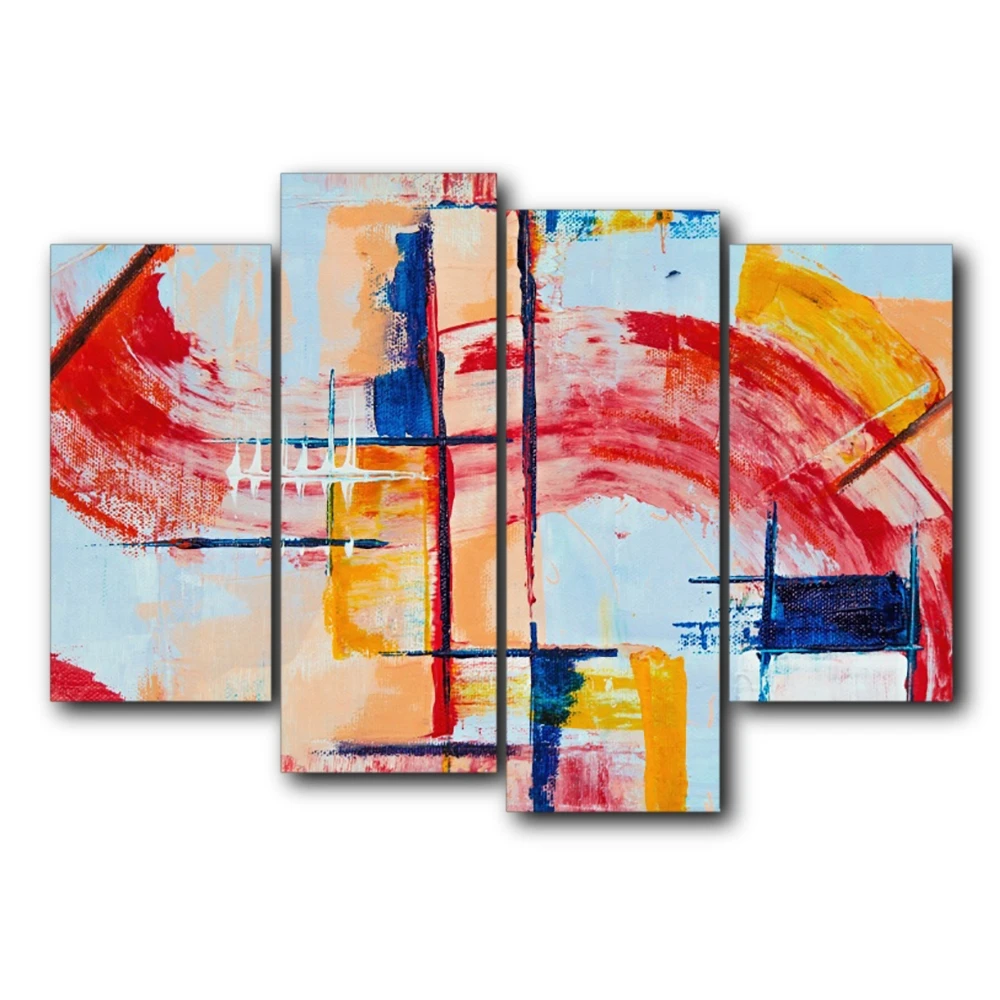 

Abstract 4 Panel Watercolor Graffiti Posters and Prints Wall Artwork Picture Canvas Painting For Kitchen Living Room Home Decor