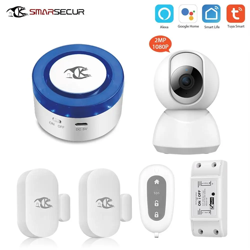 WiFi Беспроводная сирена Домашняя безопасность WiFi сигнализация умная сирена Tuya совместима с Alexa/Google Home - Цвет: H2-M
