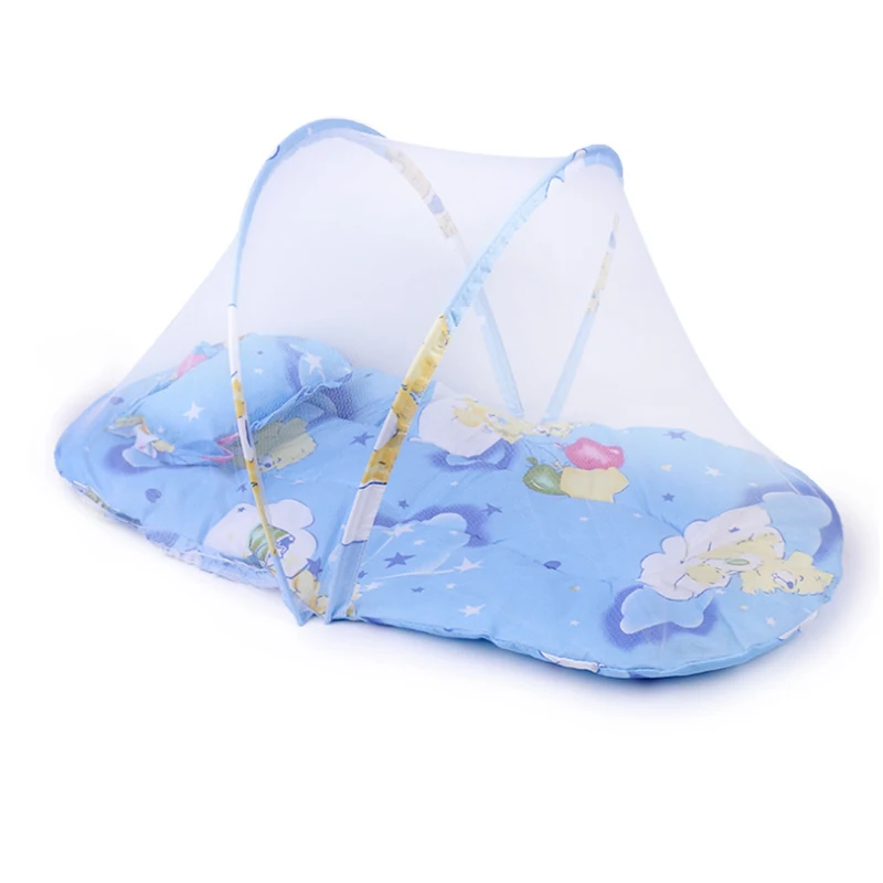 HAOBABY. Baby Crib Netting Portable Foldable Baby Bed Mosquito Net Pink Blue Baby Cartoon Foldable Crib Tent Cushion Mattress