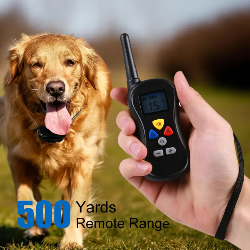 

600 M Remote Rechargeable Waterproof Electronic Pet Dog Training Collar Anti-Bark Dog Cat Collar Leads With LCD Display