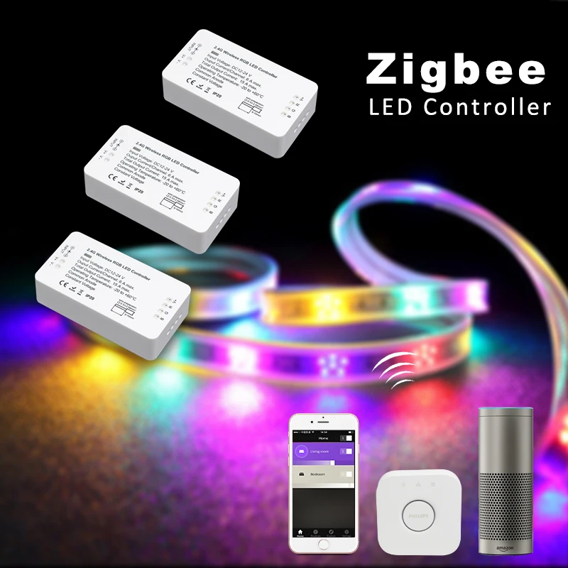 

Waseda ZIGBEE bridge Led Controller ww/cw dimmer strip Controller DC12/24V comptible with amazon echo plus hue zll standard