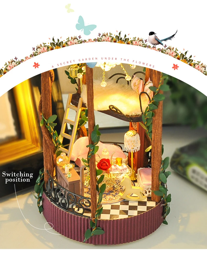 Кукольный домик Миниатюрный DIY кукольный домик с деревянная мебель для дома, игрушки для детей, подарок на день рождения с Пылезащитный чехол музыка B31