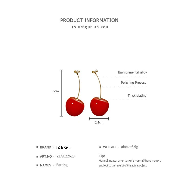 ZEGL красные серьги-Вишенки для женщин темперамент для празднования новых сережек