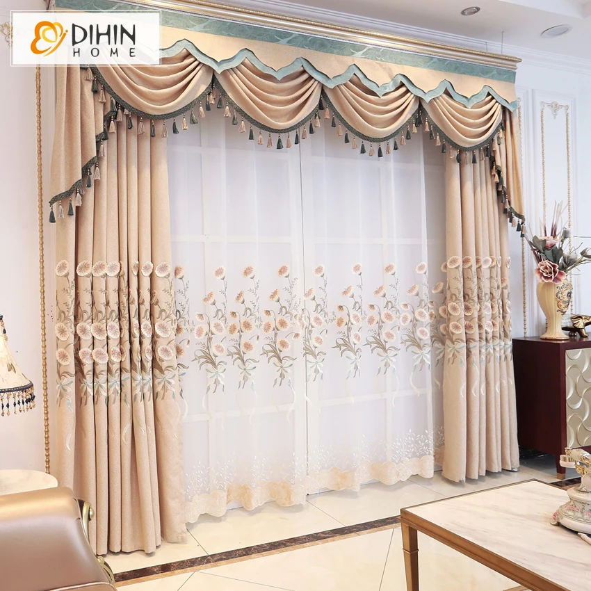 Beige Color Luxury Embroidered Blackout Curtains Window Curtain Customized Curtain Drapes Curtains Aliexpress