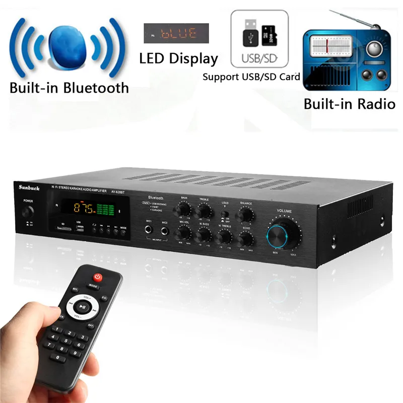 1120W Wireless Version USB/SD Lossless HIFI Audio Karaoke Amplifier Bluetooth 4ohm POWER AMPLIFER Stereo Surround Home Cinema