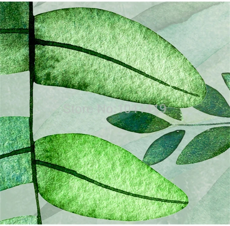 Фото обои Современные Простые зеленые листья Настенные рисунки растений гостиная столовая самоклеящаяся Водонепроницаемая холст Papel De Parede