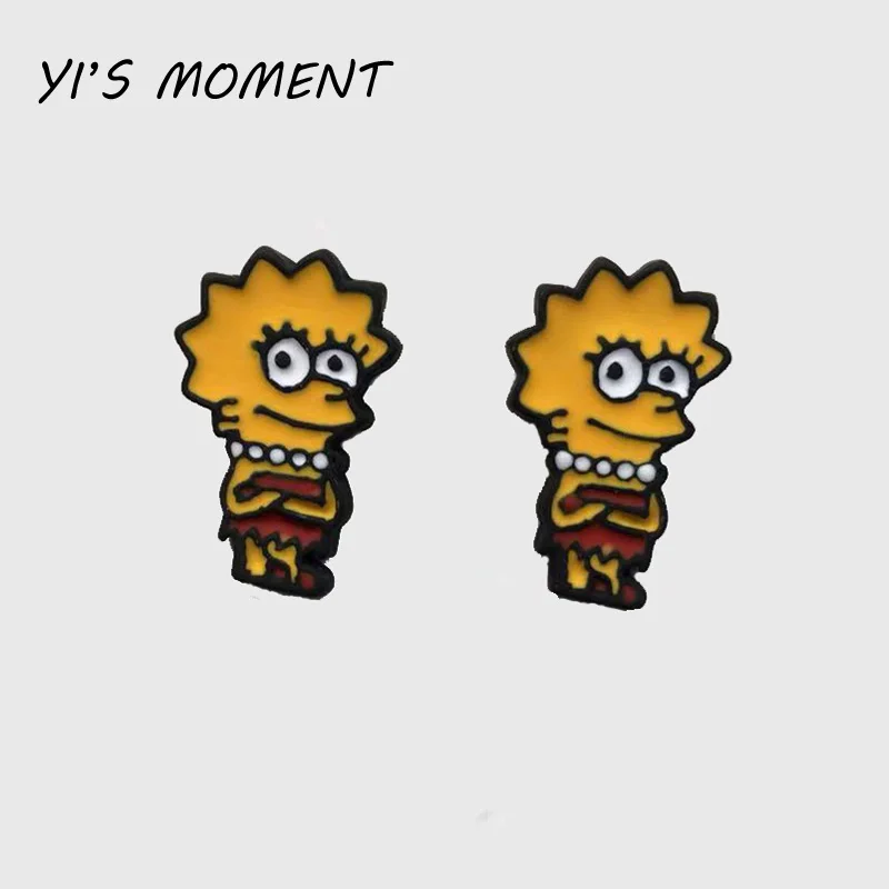 

2019 new model girl Gift Enamel Animal Jewelry Lovely The Simpsons Margaret Evelyn Lisa Maggie Earrings Women