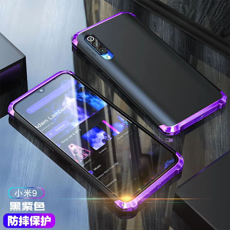 Чехол для Xiaomi Mi 9 9SE чехол Алюминиевый металлический бампер PC гибридная задняя крышка для Xiaomi Mi 9 SE завинчивающийся чехол для телефона - Цвет: Purple Black