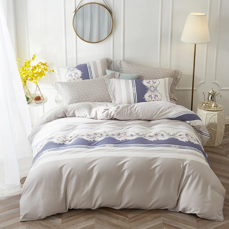 

2018 Tencel Cotton Bedding Set Duvet Cover Sheet Pillowcase King Queen Size flowes Bed Linen