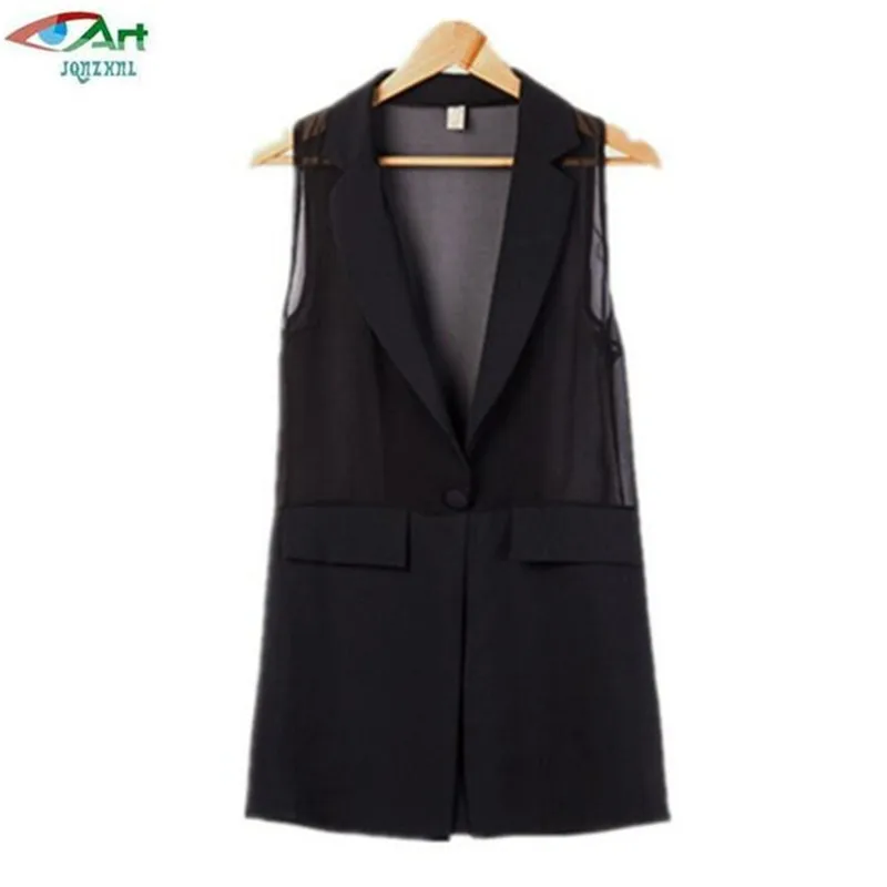 

Spring summer autumn new medium long vest large size Thin sectionThin section chiffon waistcoat sleeveless vest waistcoat AS591