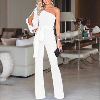 

Hot Fashion Women's One Shoulder Jumpsuit New Sleeveless Bandage Bodysuit Jumpsuit Romper Long Trousers Summer One Piece Clothes