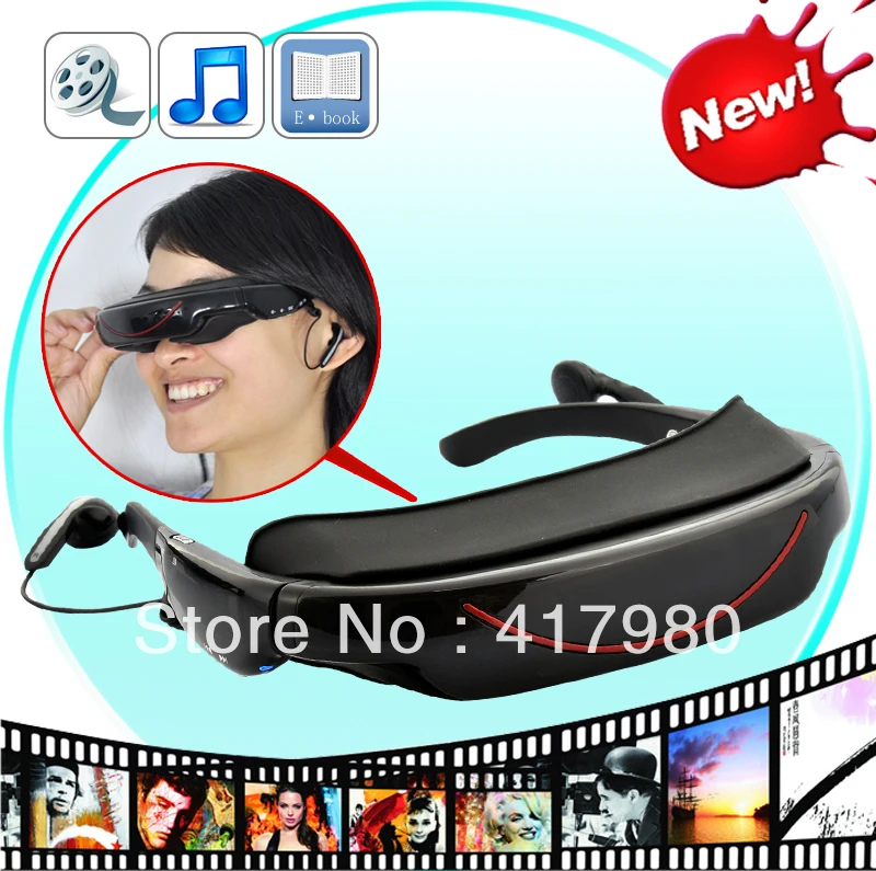 Hd video glasses 72 inch 169 headset lcd monitor built in 4g player