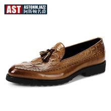 Alligato/мужские туфли-оксфорды из натуральной кожи с кисточками; свадебные туфли на квадратном каблуке; модельные туфли с бахромой и принтом «крокодиловая кожа»