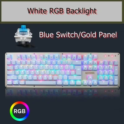 KANANIC 104 ключ RGB подсветка USB Проводная эргономичная Механическая игровая клавиатура плавающие клавиши, пластина из алюминиевого сплава - Цвет: Черный