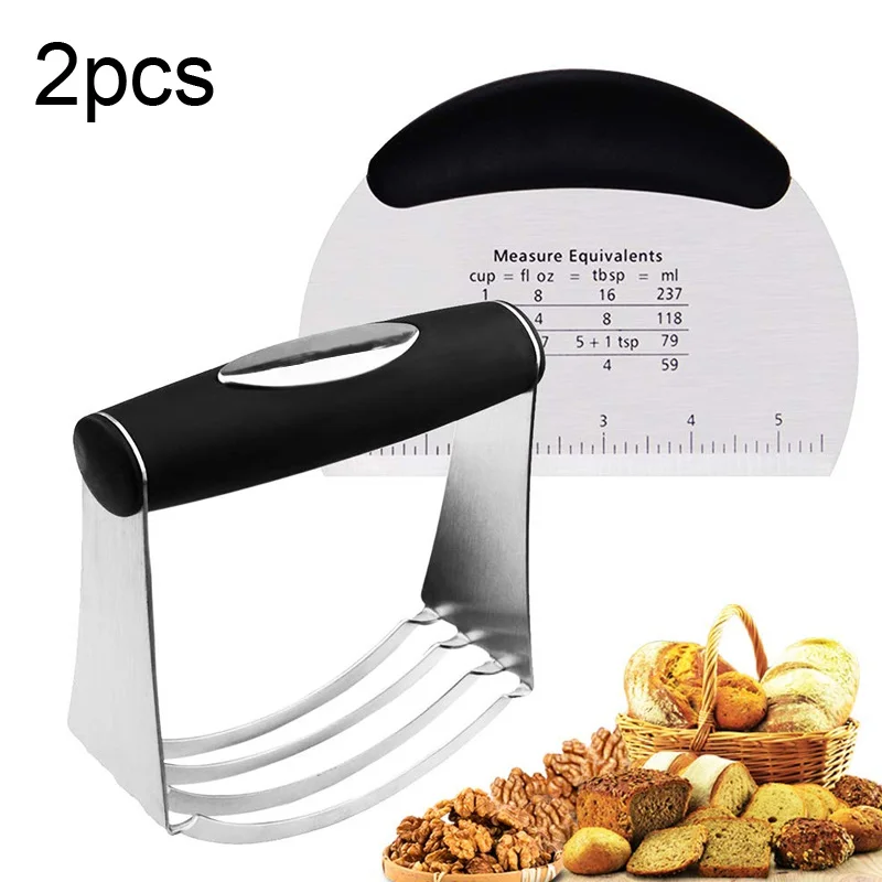  Pastry Cutter and Scraper Set Stainless Steel Dough Blender Spatula-Pizza/Biscuits Dough Cutter- Ch