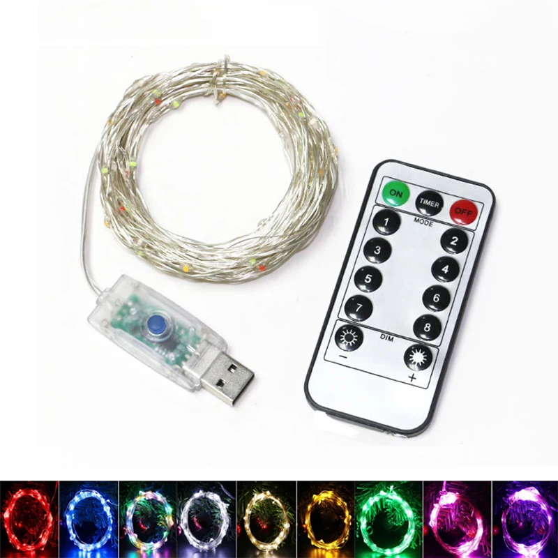 USB 5/10M Remote Control Garland Christmas Lights Outdoor Indoor Fairy