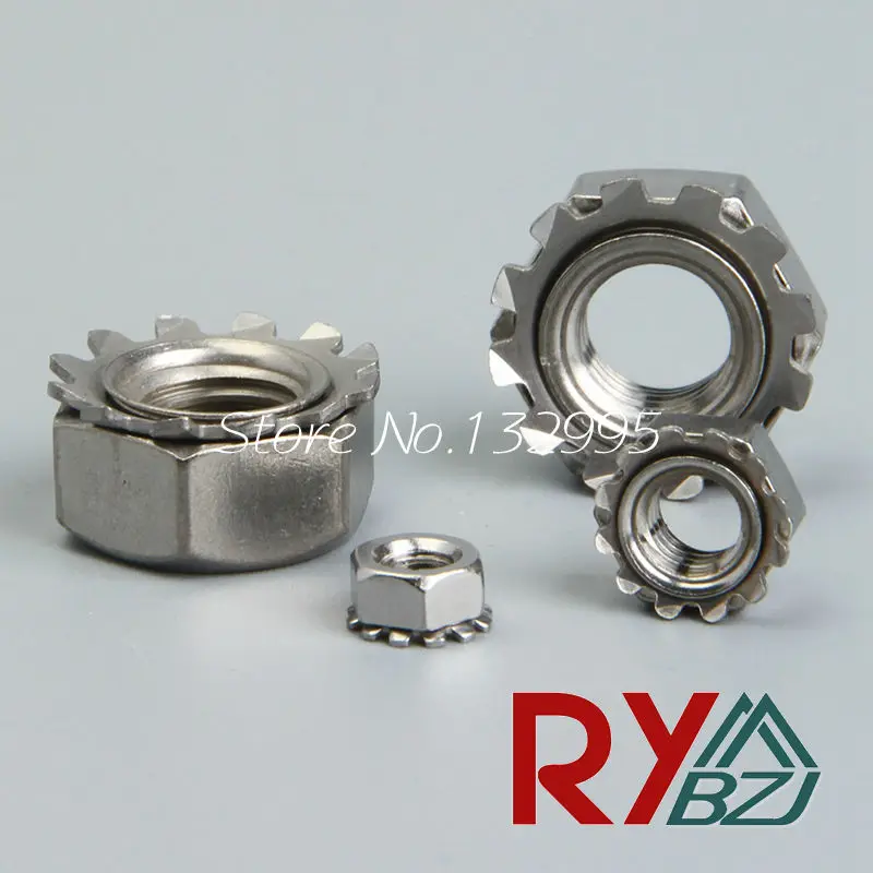 

50pcs/lot Stainless Steel K-type gear toothed lock nut, Inch Thread, K nut 4#-40,6#-32,8#-32,10#-24,10#-32,1/4-20,5/16-18,3/8-16