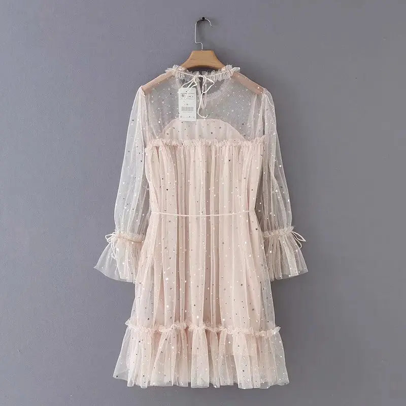 Популярное TB55-19140 Сетчатое платье в европейском и американском стиле