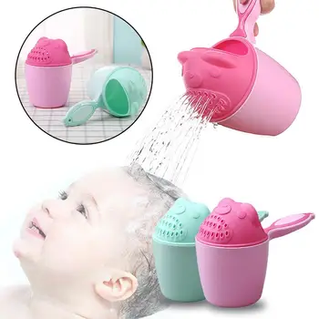 

New Bathroom Children Baby Shower Shampoo Rinse Cup Cartoon Bear Hair Washing Spoon