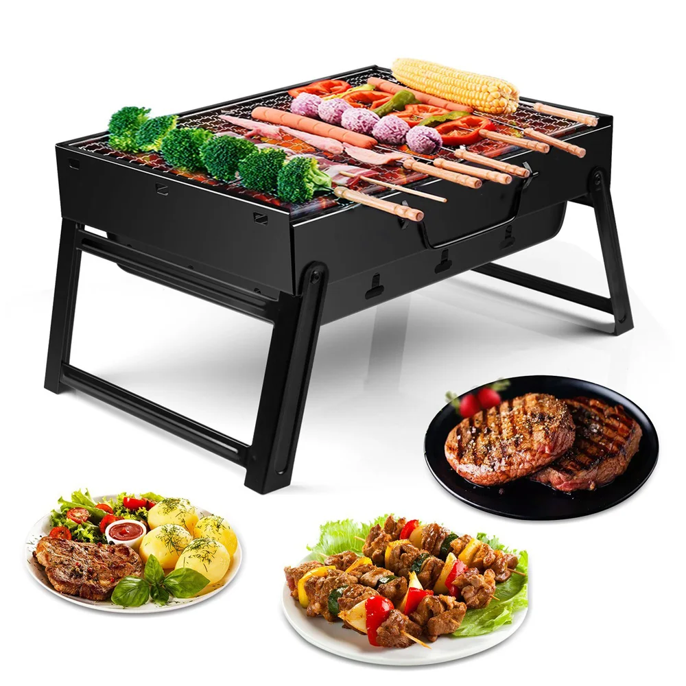 

Free shipping Picnic BBQ Charcoal Grills for Barbecue & Sliver Outdoor Stainless steel Hiking Charcoal Camping Grill