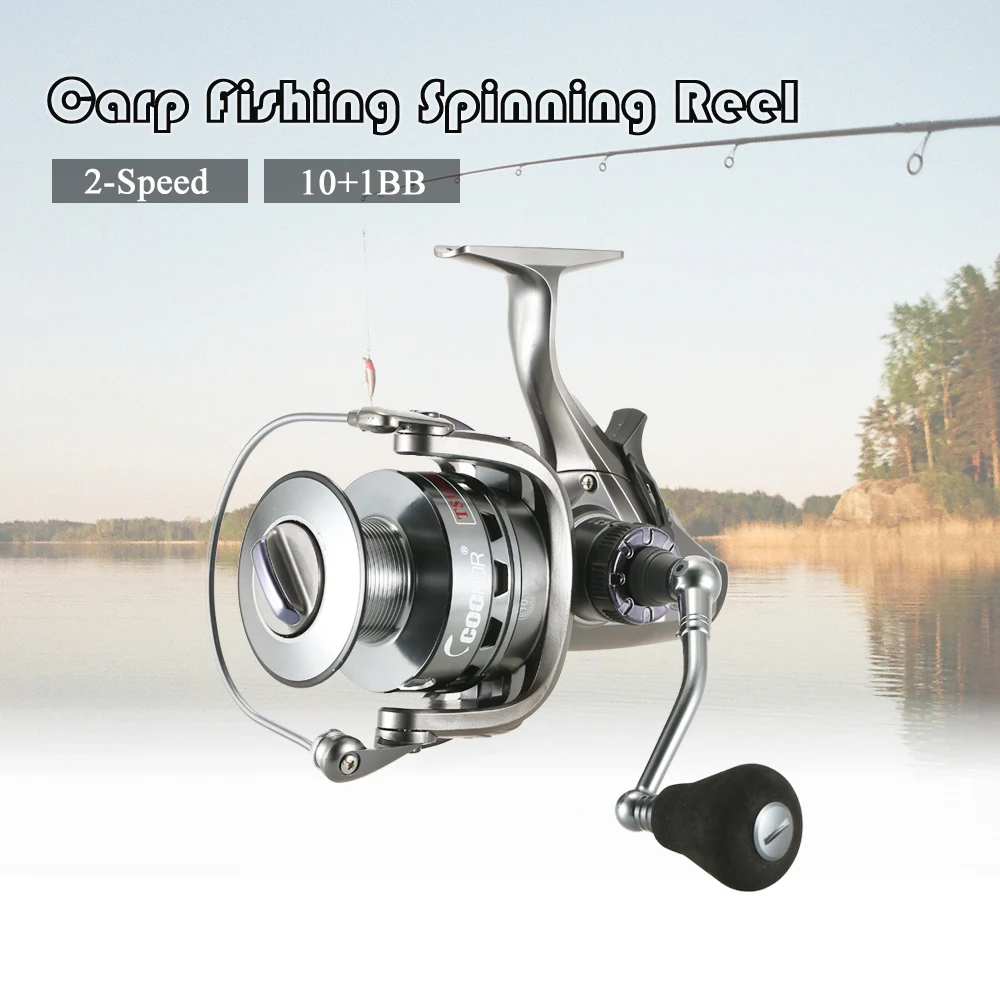 Спиннинговая катушка для ловли карпа 4,3: 1/6. 3: 1Two-Speed gear Ratio 10+ 1BB Drag спереди и сзади Drag