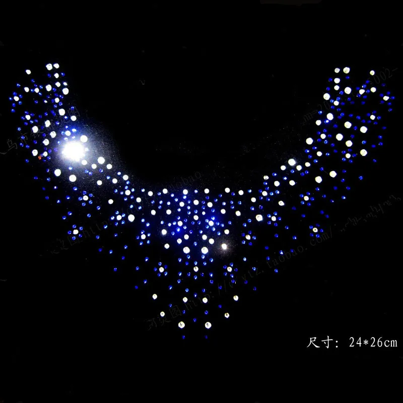 

2pc/lot Neckline hot fix rhinestone motif designs iron on transfers motif rhinestones fix applique patches for sweater