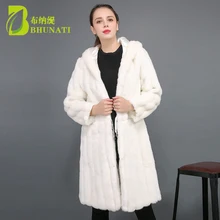 BHUNATI Female Hooded Fur Coat 2018 New Winter Thick Warm Faux Rabbit Long Fur Coats Women Fashion Cardigan Jacket