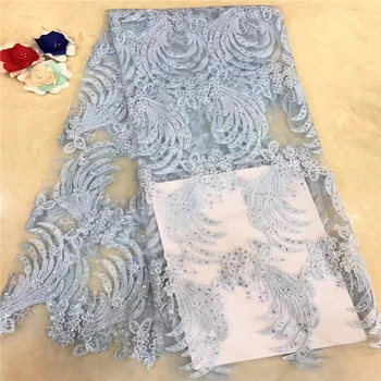 VILLIEA African Tulle Lace fabric High Quality African Lace Fabric With Stones Sky Blue French Mesh Laces Material For Women VILLIEA African Tulle Lace fabric High Quality African Lace Fabric With Stones Sky Blue French Mesh Laces Material For Women