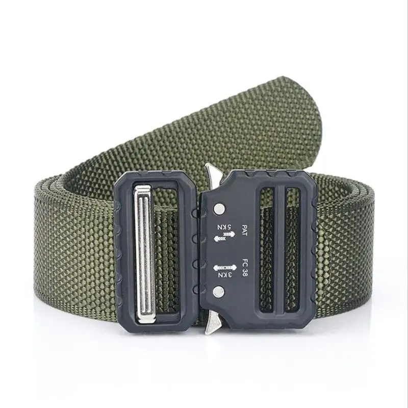 Black buckle Green BOKADIAO брезентовый мужской ремень быстросъемный Роскошная металлическая пряжка джинсовый ремень армейский Военный нейлоновый тренировочный тактический ремень мужской ремень - Цвет: Black buckle Green