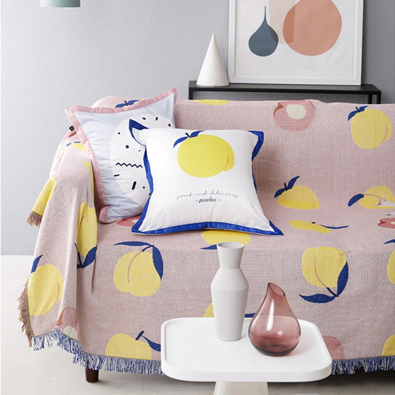 Скандинавское одеяло многофункциональное желтое Персиковое декоративное покрывало Cobertor диван-кровать нескользящее сшитое одеяло из мягкого листа s