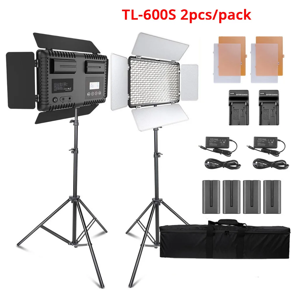 Capsaver Светодиодный свет камеры световая панель фотографическое освещение с подставкой штатив лампа для фотосъемки для студии Youtube съемки - Цвет: TL-600S 2 in 1