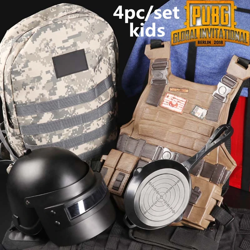  Game Kids PUBG Level 3 Helmet Backpack Cosplay Props Bulletproof Vest Saucepan Pan Playerunknown's 