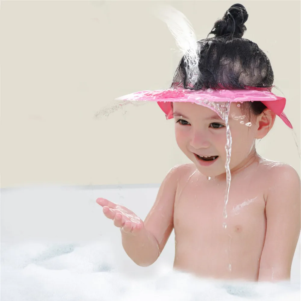 

Adjustable Bathing Shower Cap Baby Shower Hat Toddler Kids Shower Wash Hair Shield Caps Baby Care Bath Protect Waterproof Infant