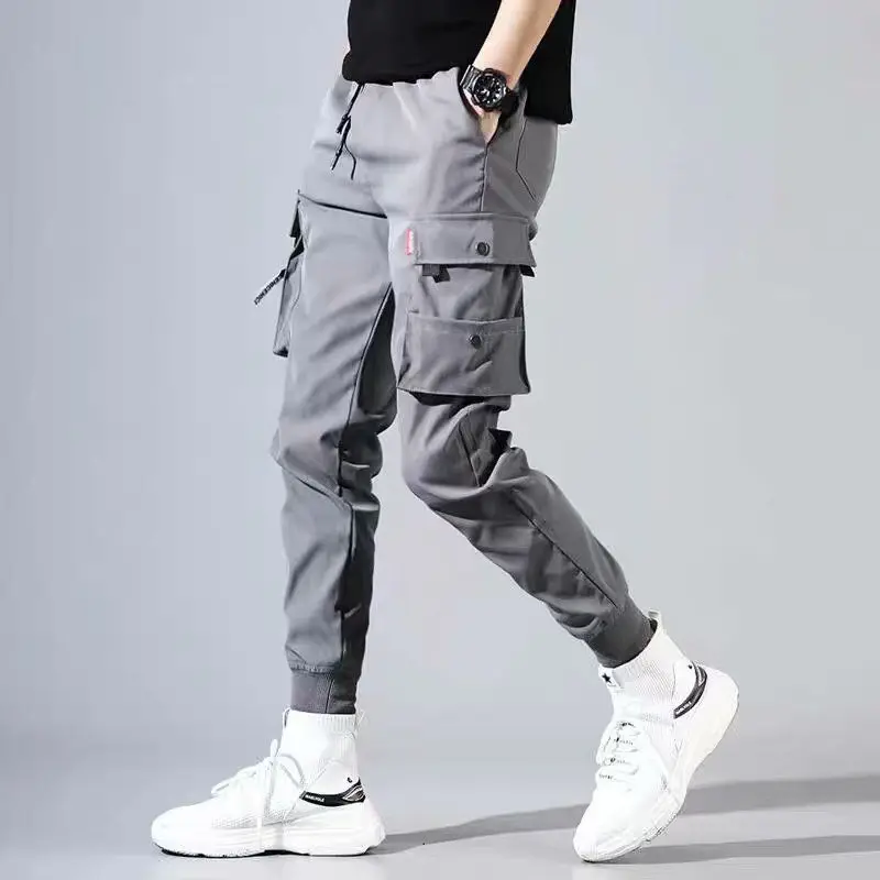 Мужские уличные модные кожаные повседневные брюки-карго с карманами, мужские шаровары в стиле хип-хоп, длинные брюки, XXXL, 3XL, 4XL, 5XL
