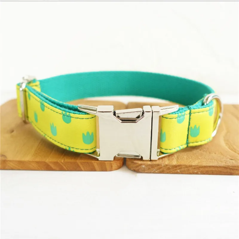 Personalized Dog ID collar leash nylon floral puppy pet custom Lead