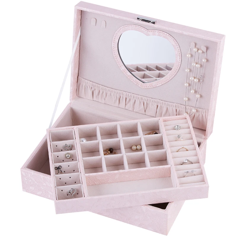

Wood Jewelry Box Multi-functional Jewelry Storage Box Fashion Earrings Rings Necklace Storage Case 5 Colors Jewelry Casket Cheap
