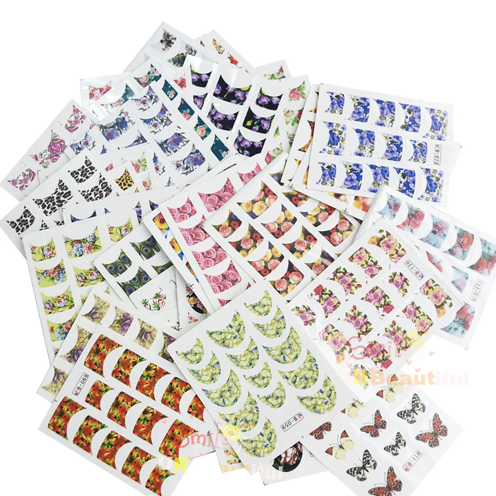 

33 sheets Beauty French Styles Water Transfer Nail Stickers Nail Art Tips Flower Decals Nail Art Decoration Styling Tool BENJ003