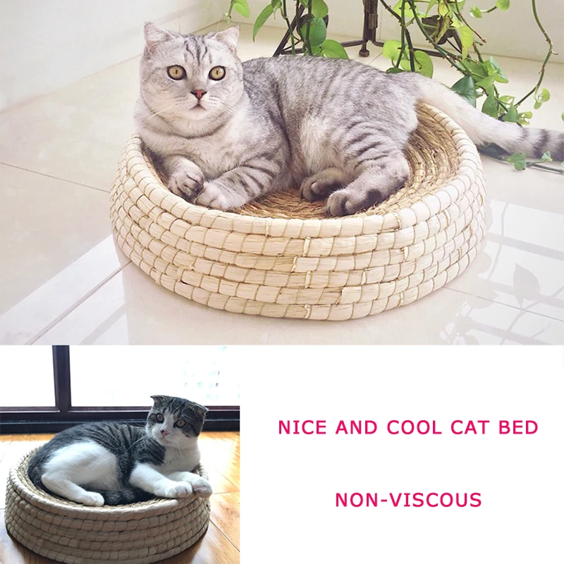 Creative summer Breathable Straw Cat Bed Dog bedCat Beds & Mats