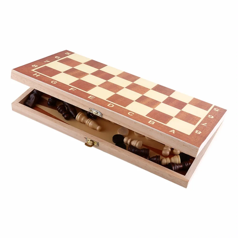 Wooden Chess Set Backgammon Board Games Chessboard International Chess For Party Family Friend Entertainment