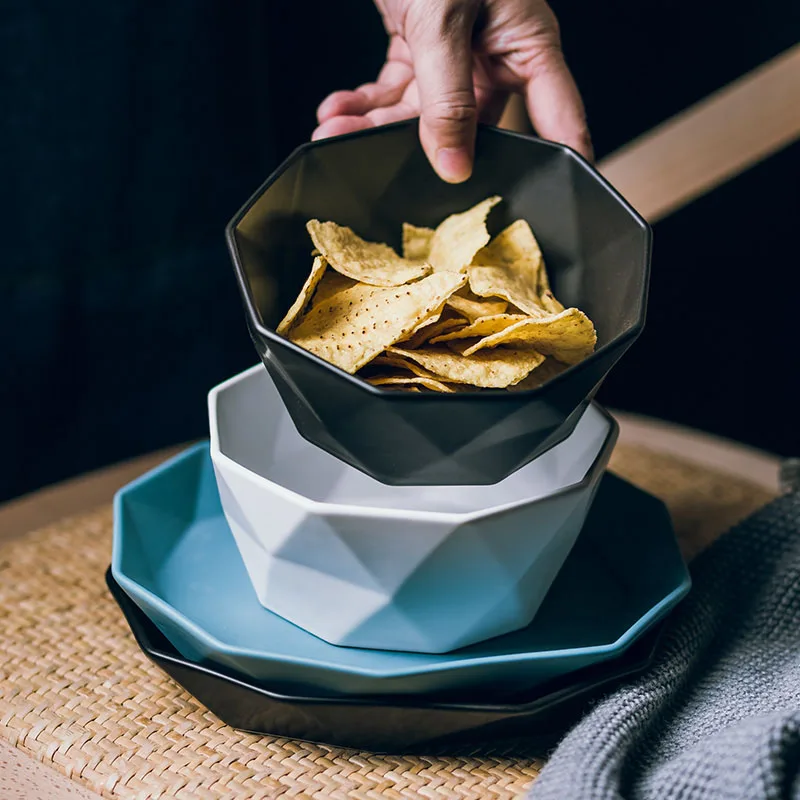 

Nordic Matte Irregular Western Plate Salad Bowl Salad Plate Sepical Shape Ceramic Tableware Set