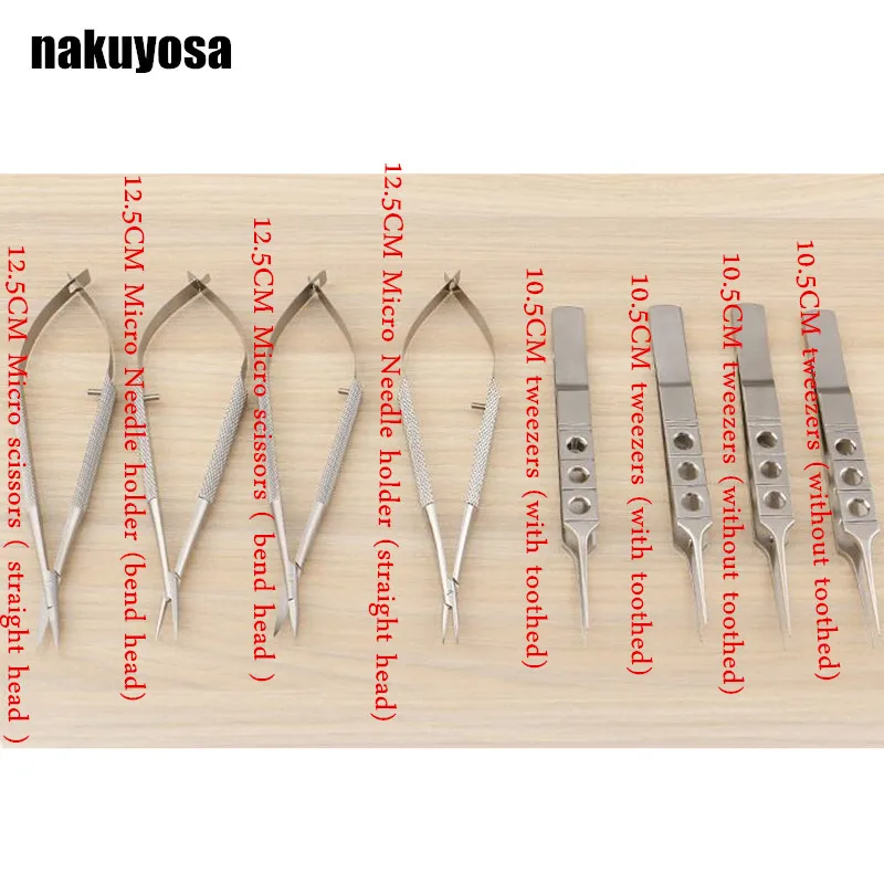 

8pcs/set 12.5cm scissors+Needle holders +tweezers stainless steel surgical instruments ophthalmic microsurgical instruments