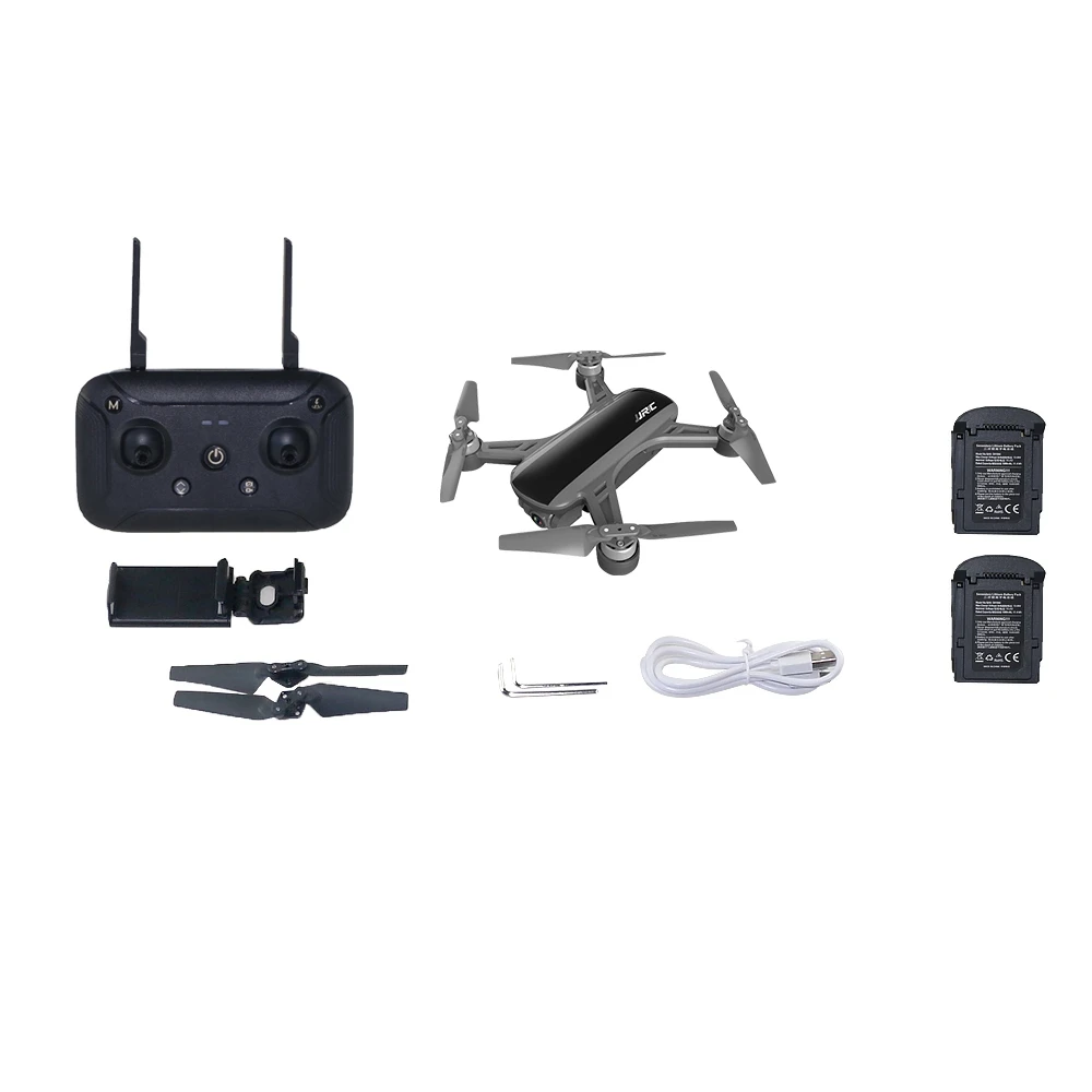 JJRC X9 5G 1080P WiFi FPV RC Drone GPS Brushless Gimbal Flow Positioning Altitude Hold Quadcopter Remote Control Helicopters - Color: Black 2 Batteries