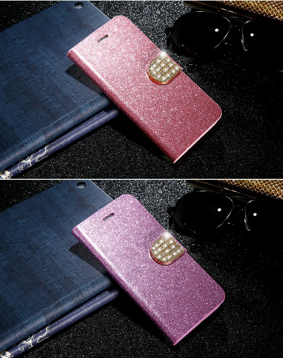 FLOVEME Luxury Bling Diamond Glitter Flip Case for Apple iphone 6 6S 7 Plus 5.5 Leather Girl Bag Wallet Stand Rhinestone Cover (12)