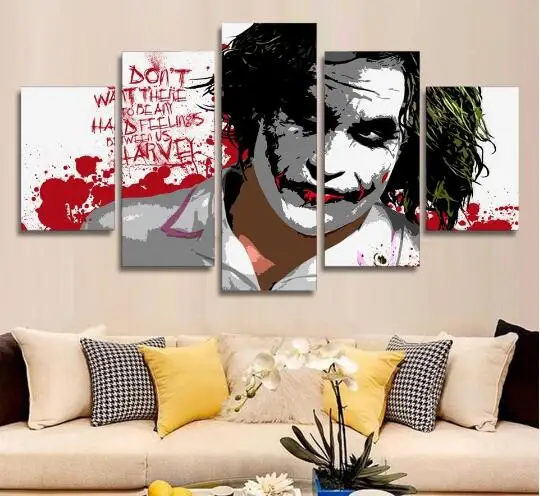 5 Panel HD Printed the joker digital art Painting on canvas room
