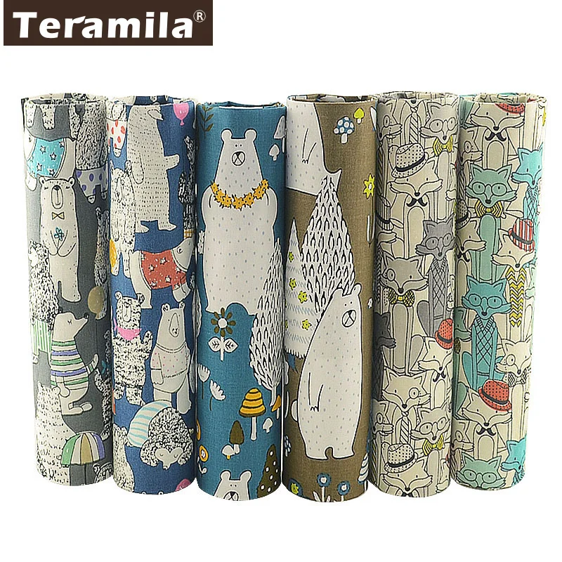 TERAMILA микс животных коричневый Telas хлопок стеганая ткань швейный материал саржа DIY