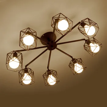 

New ceiling lamp Modern American country cage iron metal LED light Hall Porch Walkway Lobby bar store decorate Lighting Fixture
