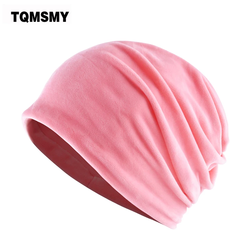 

TQMSMY Solid Color hats for women's Beanies autumn velvet cap Men Scarf dual purpose caps girls Double Layer Skullies Bone gorro